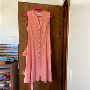 Sleeveless Pink Button-Up Dress